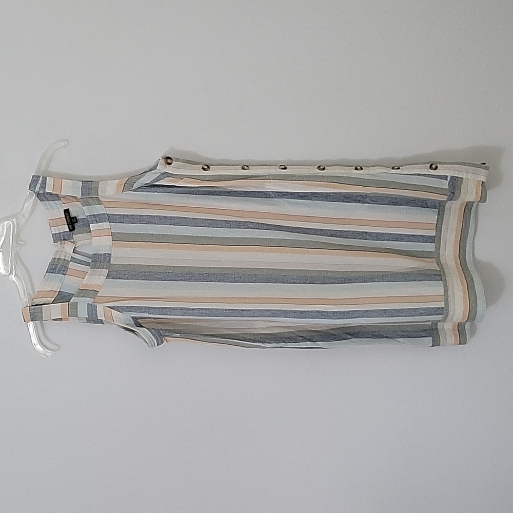 For Cynthia Linen Blend Striped Dress, Size Medium